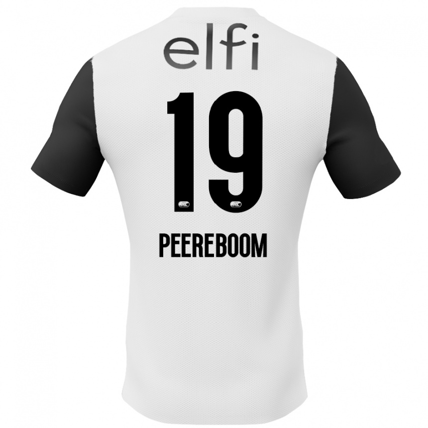 Men Football Sanne Peereboom #19 White Black Away Jersey 2024/25 T-Shirt Za