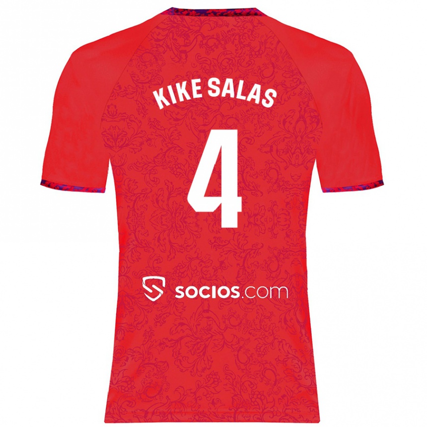 Men Football Kike Salas #4 Red Away Jersey 2024/25 T-Shirt Za