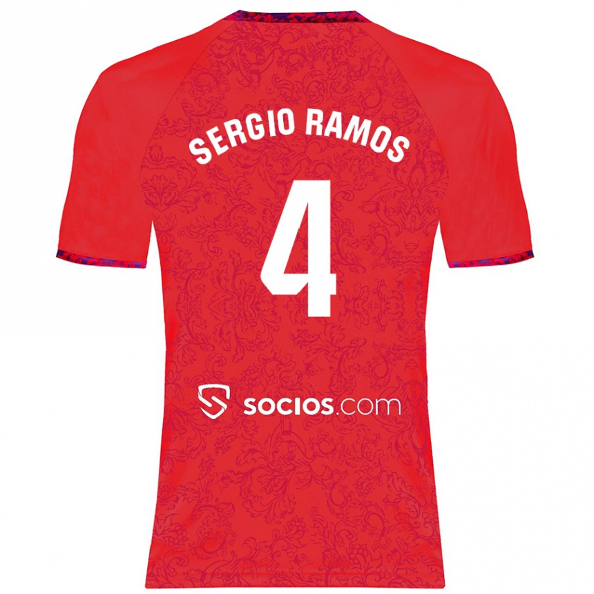 Men Football Sergio Ramos #4 Red Away Jersey 2024/25 T-Shirt Za