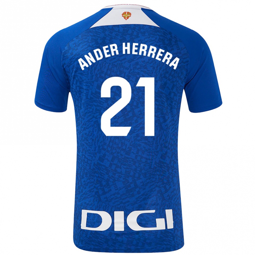 Men Football Ander Herrera #21 Royal Blue Away Jersey 2024/25 T-Shirt Za