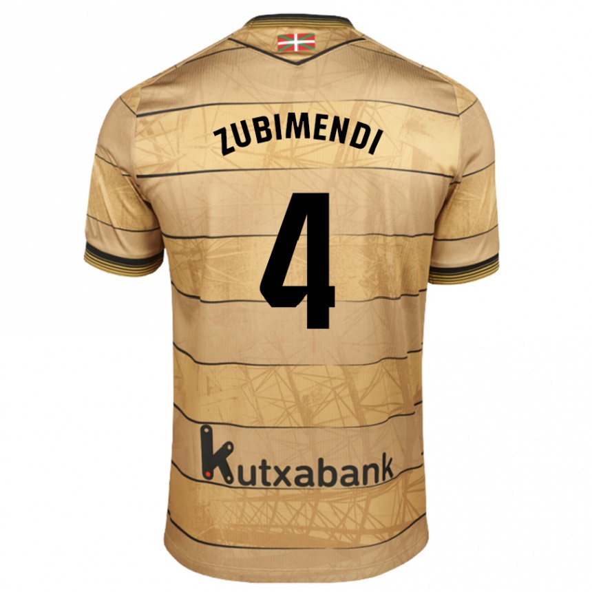 Men Football Martín Zubimendi #4 Brown Away Jersey 2024/25 T-Shirt Za