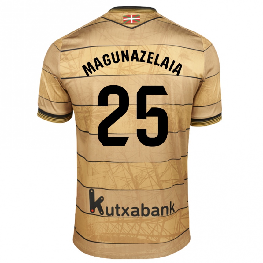 Men Football Jon Magunazelaia #25 Brown Away Jersey 2024/25 T-Shirt Za