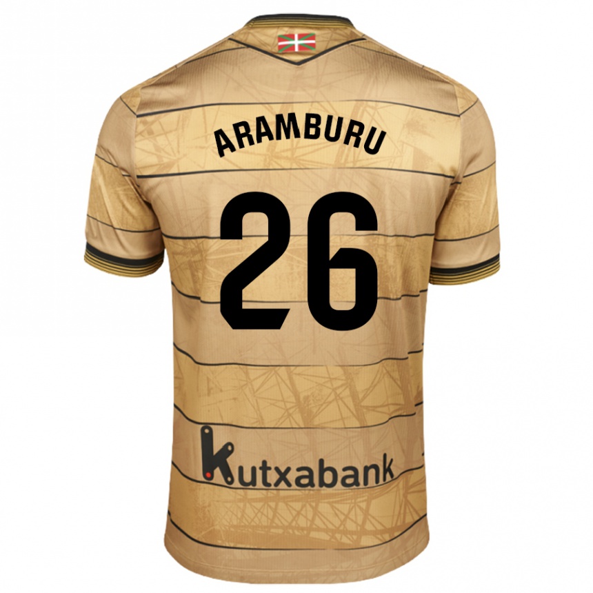 Men Football Jon Aramburu #26 Brown Away Jersey 2024/25 T-Shirt Za