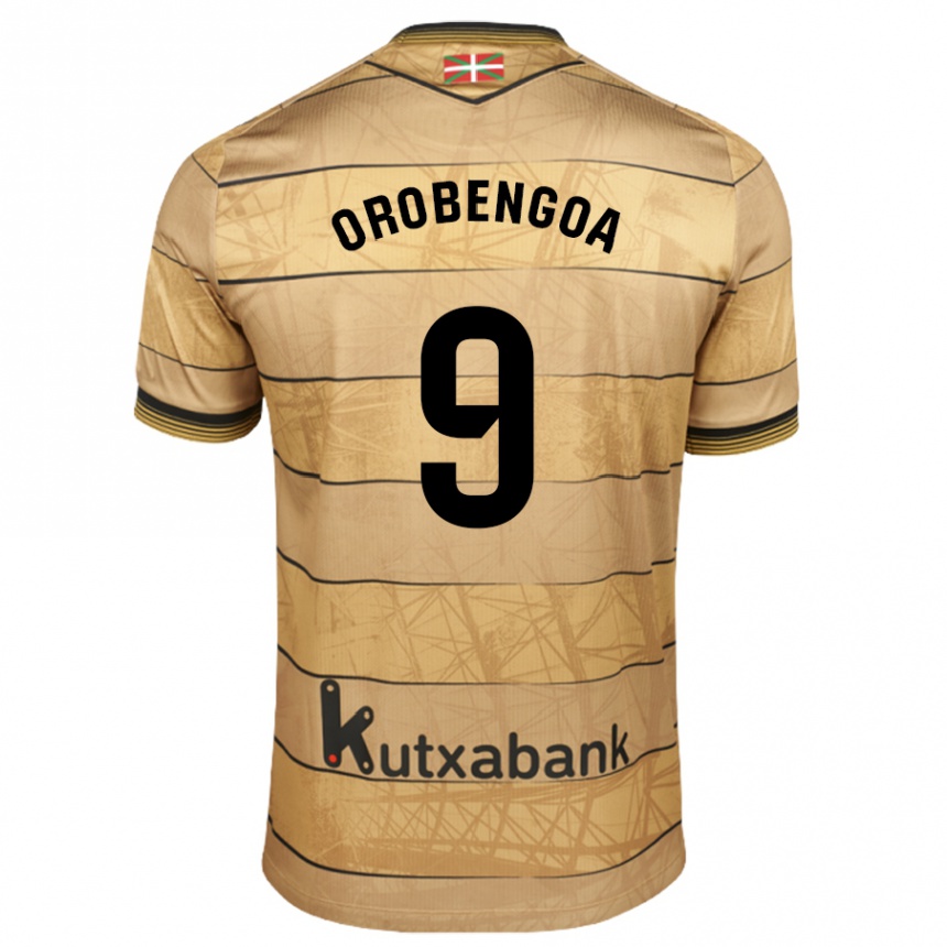 Men Football Ekain Orobengoa #9 Brown Away Jersey 2024/25 T-Shirt Za