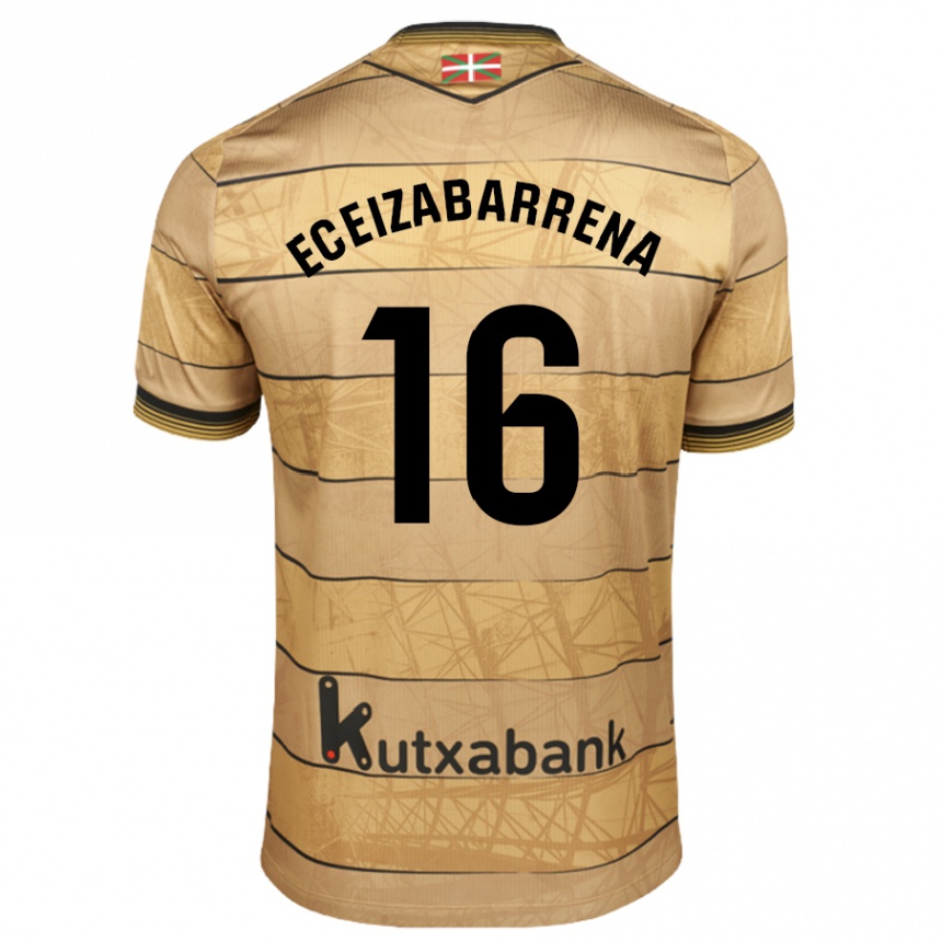 Men Football Jon Eceizabarrena #16 Brown Away Jersey 2024/25 T-Shirt Za