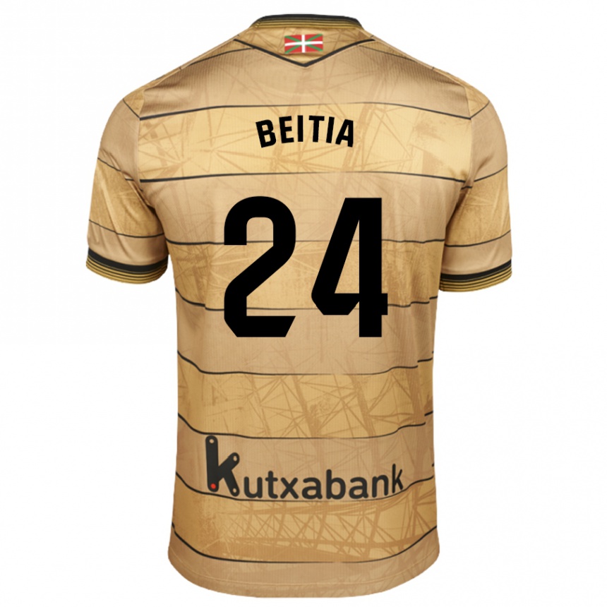 Men Football Luken Beitia #24 Brown Away Jersey 2024/25 T-Shirt Za