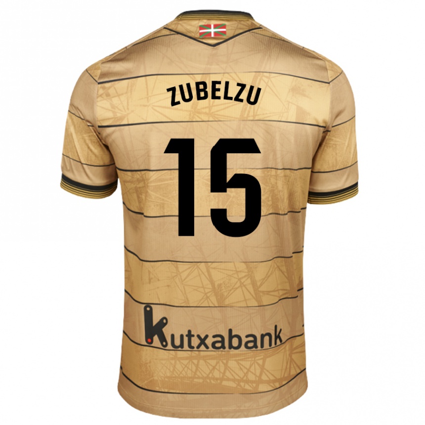 Men Football Julen Zubelzu #15 Brown Away Jersey 2024/25 T-Shirt Za