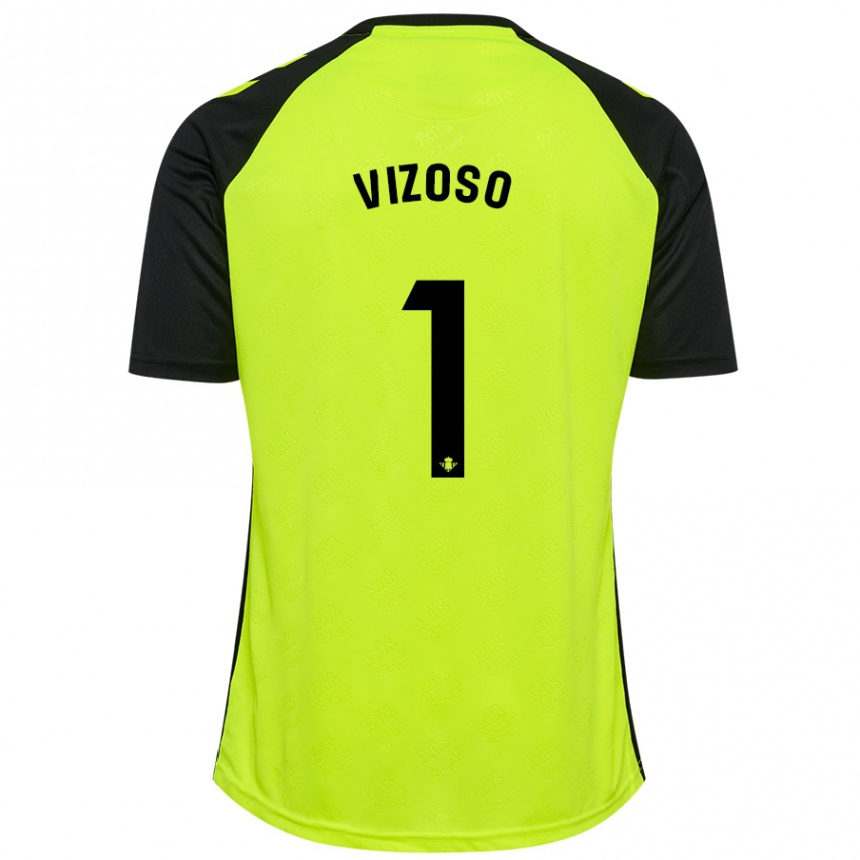 Men Football Paula Vizoso #1 Fluorescent Yellow Black Away Jersey 2024/25 T-Shirt Za