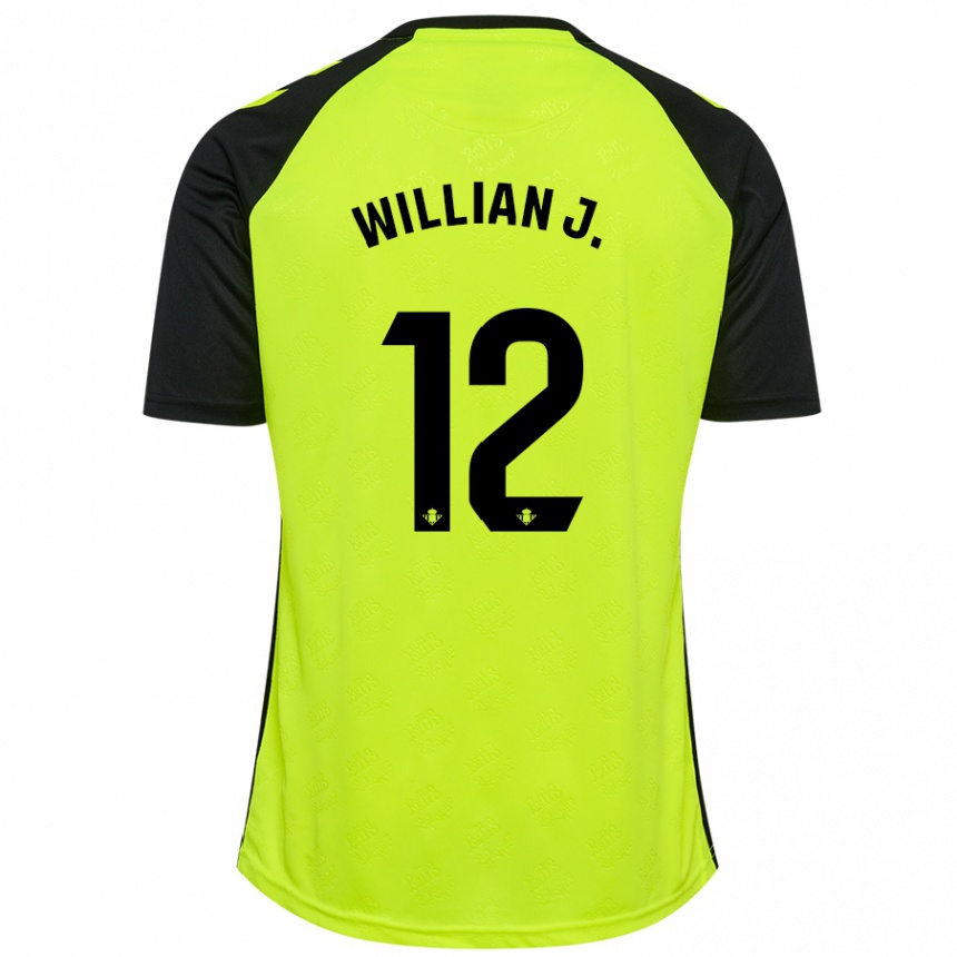 Men Football Willian José #12 Fluorescent Yellow Black Away Jersey 2024/25 T-Shirt Za