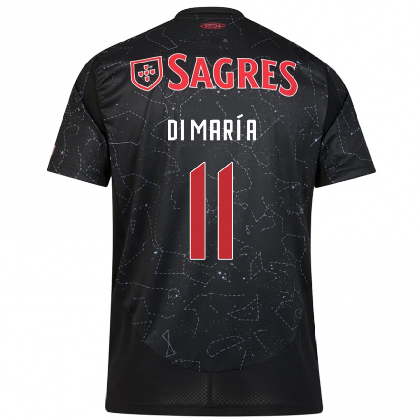 Men Football Angel Di Maria #11 Black Red Away Jersey 2024/25 T-Shirt Za