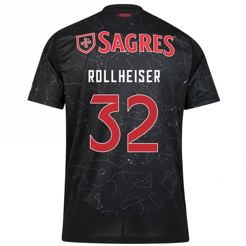 Men Football Benjamín Rollheiser #32 Black Red Away Jersey 2024/25 T-Shirt Za