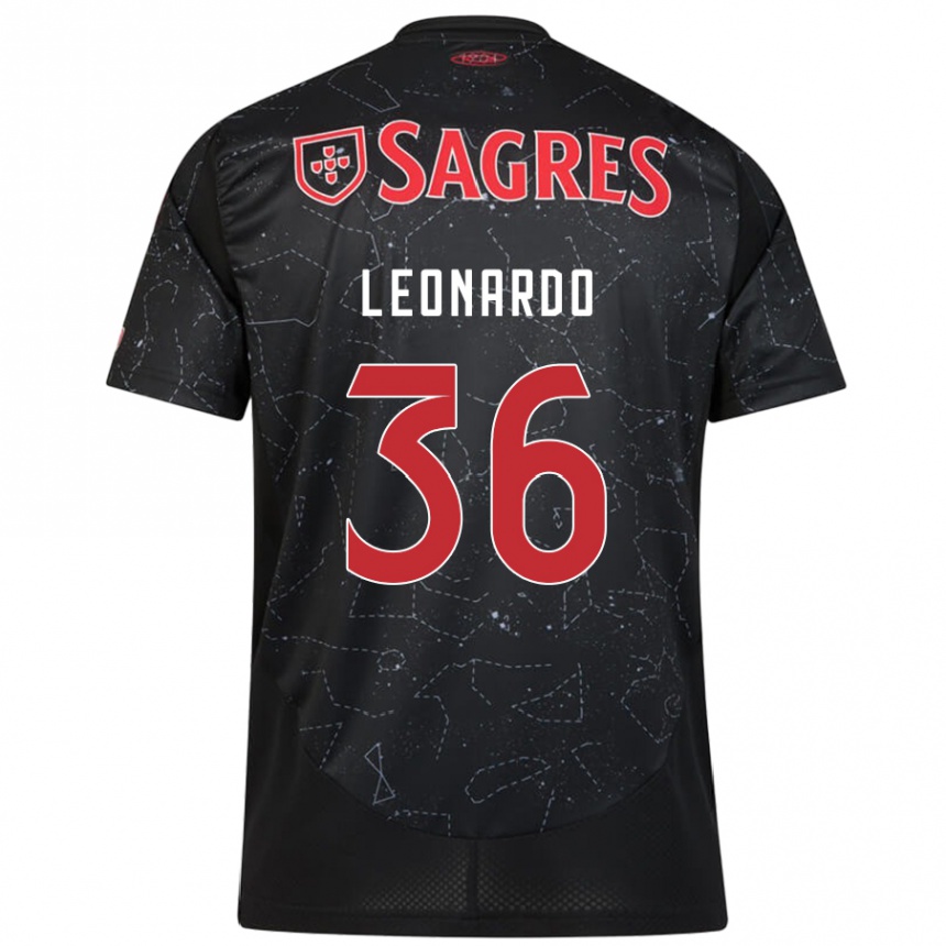 Men Football Marcos Leonardo #36 Black Red Away Jersey 2024/25 T-Shirt Za