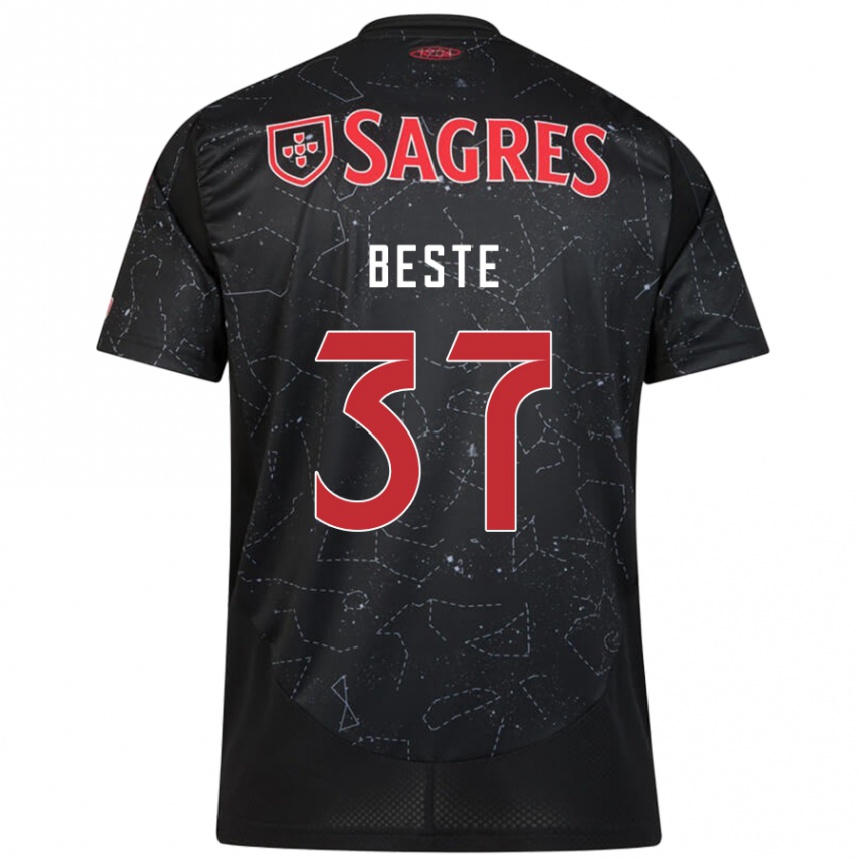 Men Football Jan-Niklas Beste #37 Black Red Away Jersey 2024/25 T-Shirt Za