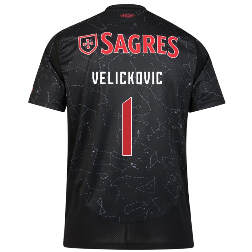 Men Football Luka Velickovic #1 Black Red Away Jersey 2024/25 T-Shirt Za