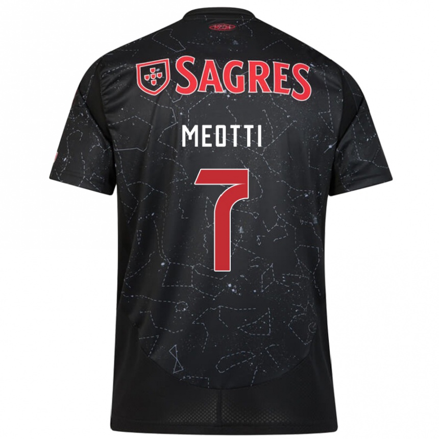 Men Football Carlos Meotti #7 Black Red Away Jersey 2024/25 T-Shirt Za