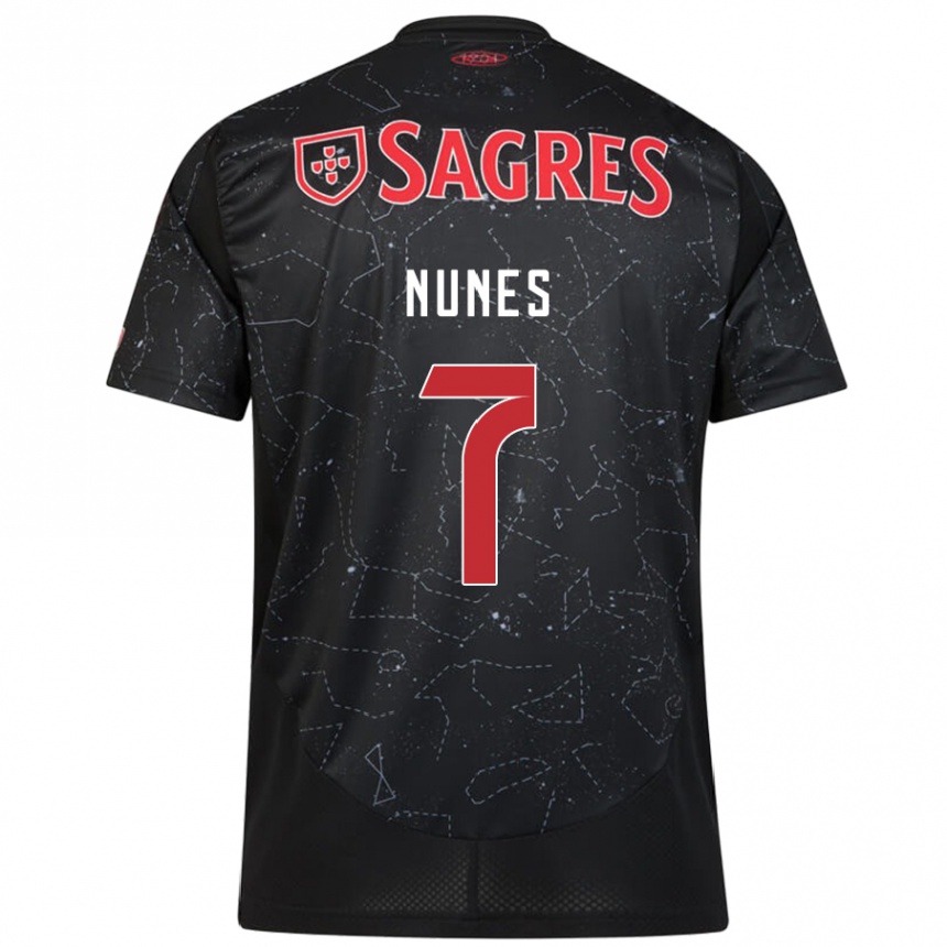 Men Football Bernardo Nunes #7 Black Red Away Jersey 2024/25 T-Shirt Za