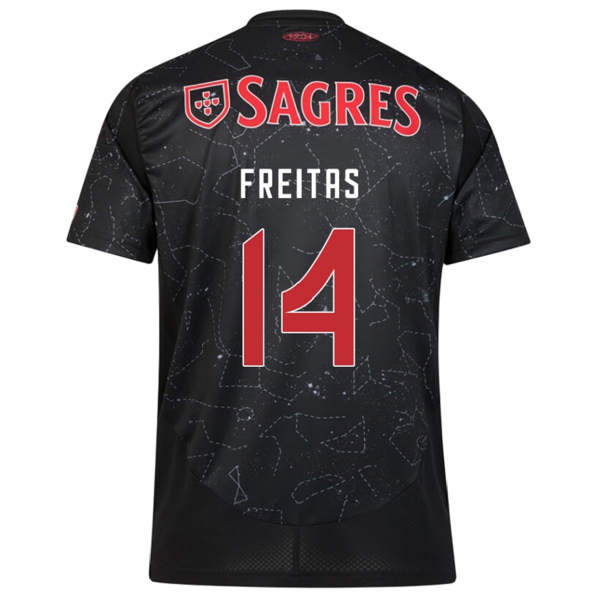 Men Football Tiago Freitas #14 Black Red Away Jersey 2024/25 T-Shirt Za