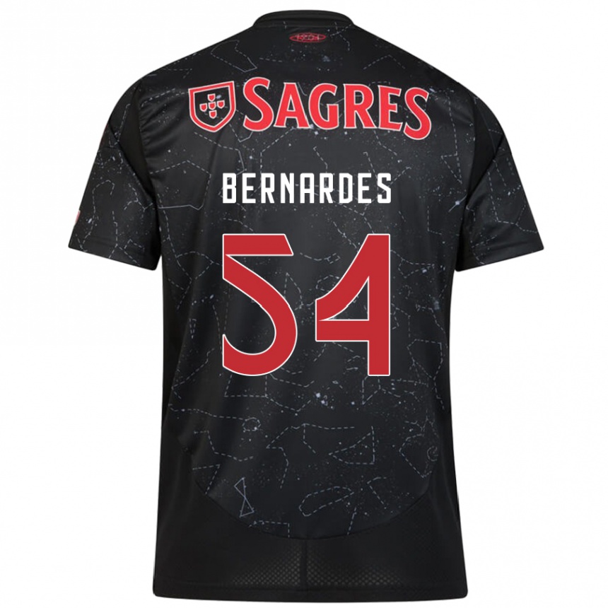 Men Football Bernardes #54 Black Red Away Jersey 2024/25 T-Shirt Za