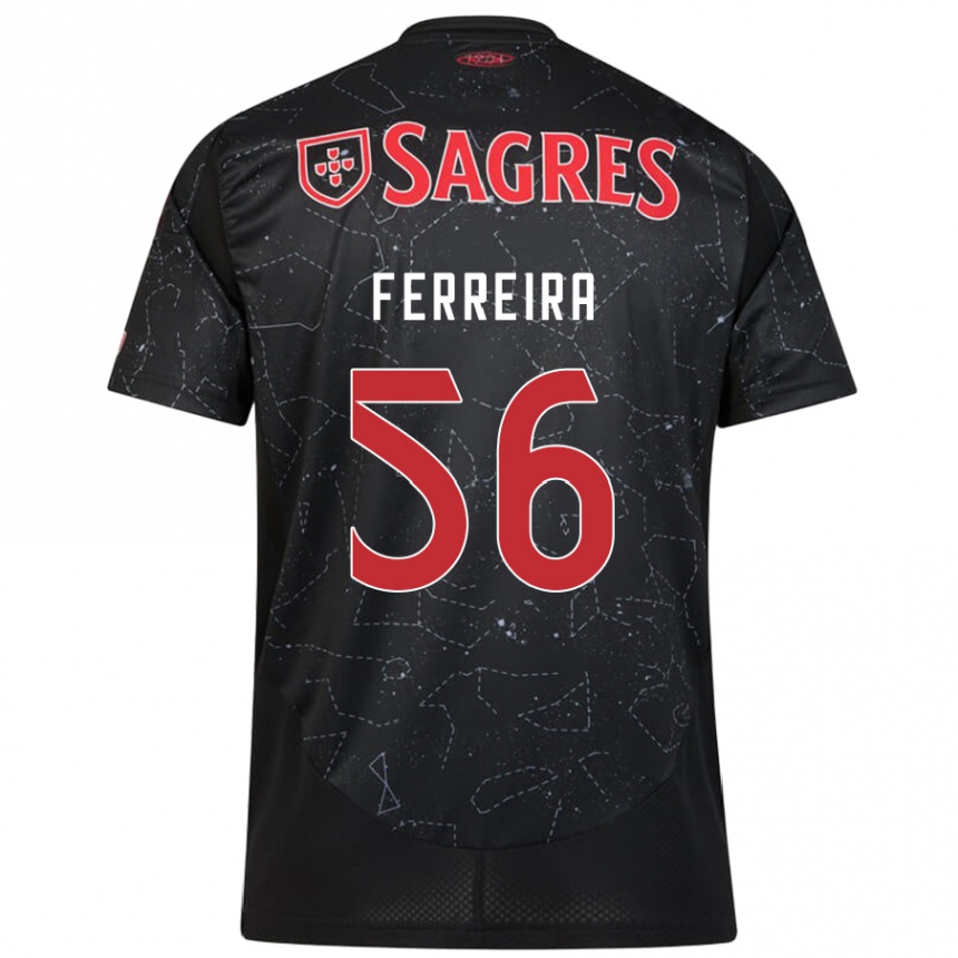 Men Football Martim Ferreira #56 Black Red Away Jersey 2024/25 T-Shirt Za