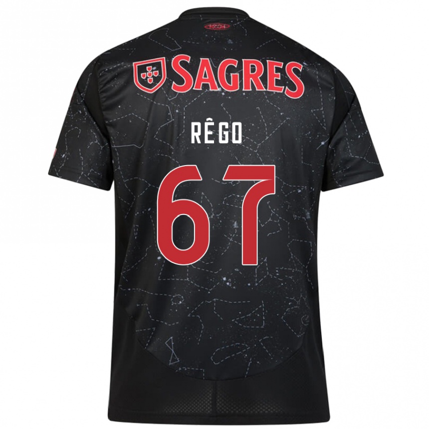 Men Football Rodrigo Rêgo #67 Black Red Away Jersey 2024/25 T-Shirt Za