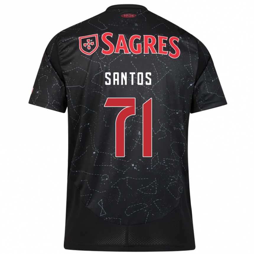 Men Football Leandro Santos #71 Black Red Away Jersey 2024/25 T-Shirt Za