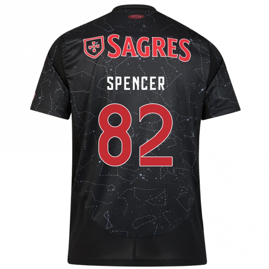 Men Football Diogo Spencer #82 Black Red Away Jersey 2024/25 T-Shirt Za