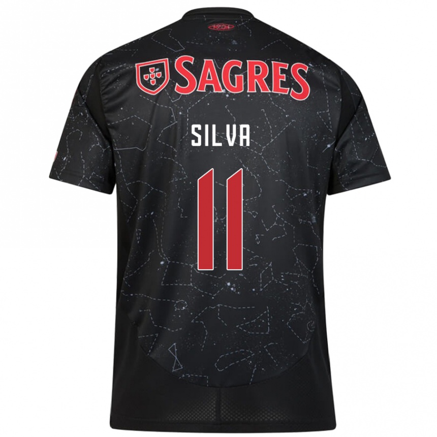 Men Football Jéssica Silva #11 Black Red Away Jersey 2024/25 T-Shirt Za