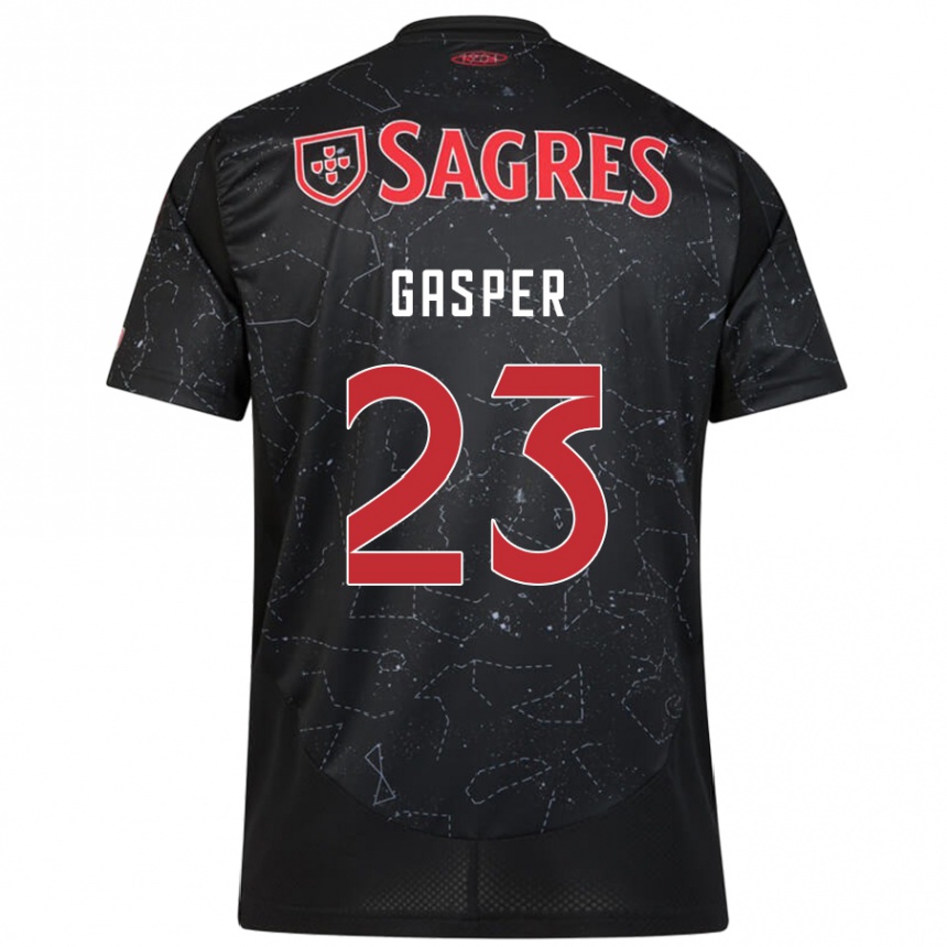 Men Football Anna Gasper #23 Black Red Away Jersey 2024/25 T-Shirt Za