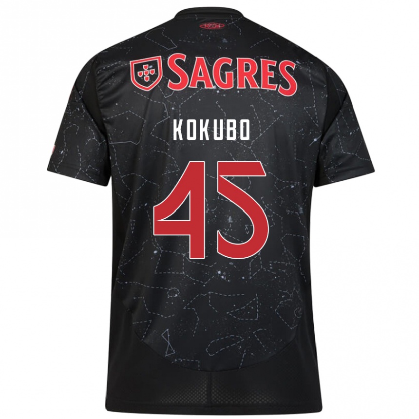 Men Football Leo Kokubo #45 Black Red Away Jersey 2024/25 T-Shirt Za