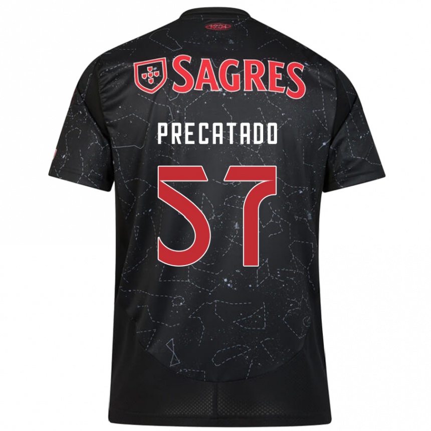 Men Football Precatado #57 Black Red Away Jersey 2024/25 T-Shirt Za