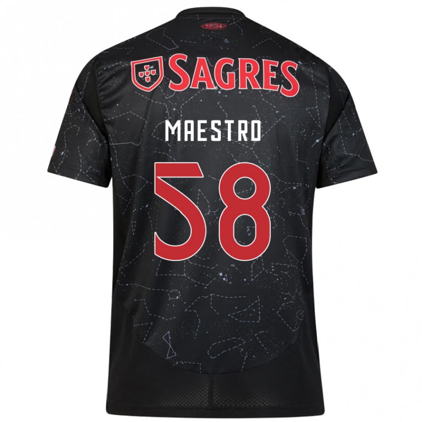 Men Football Maestro #58 Black Red Away Jersey 2024/25 T-Shirt Za