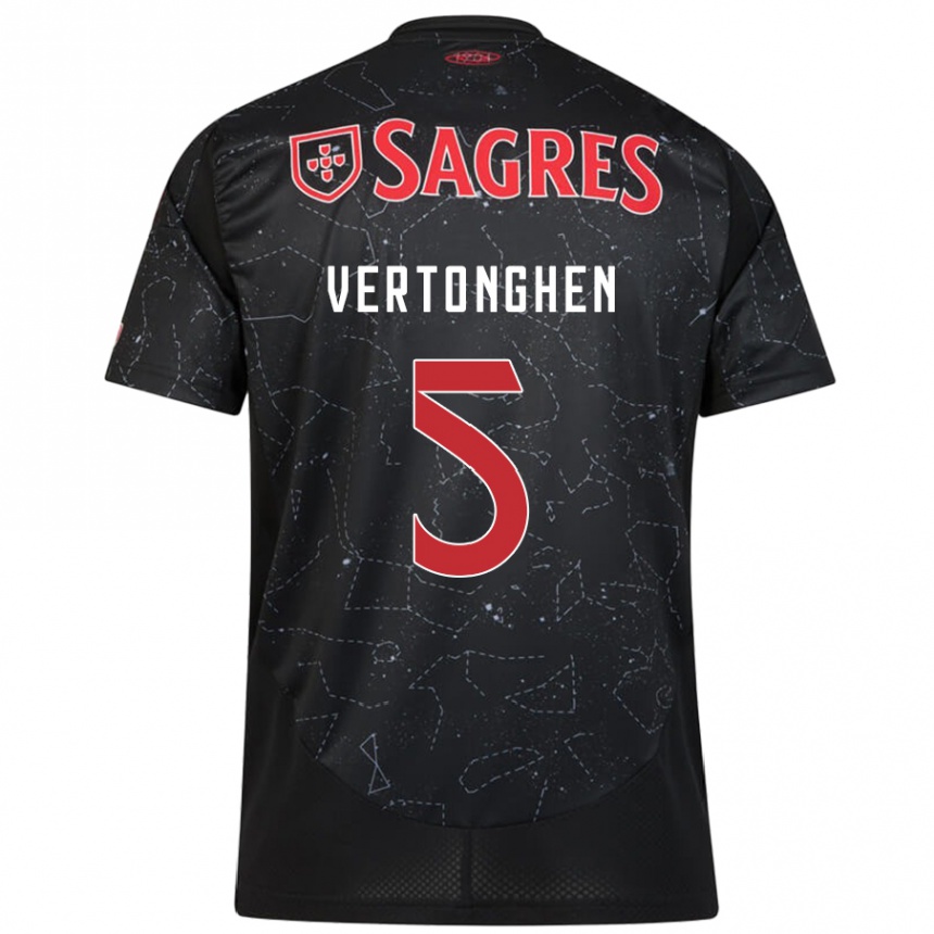 Men Football Jan Vertonghen #5 Black Red Away Jersey 2024/25 T-Shirt Za