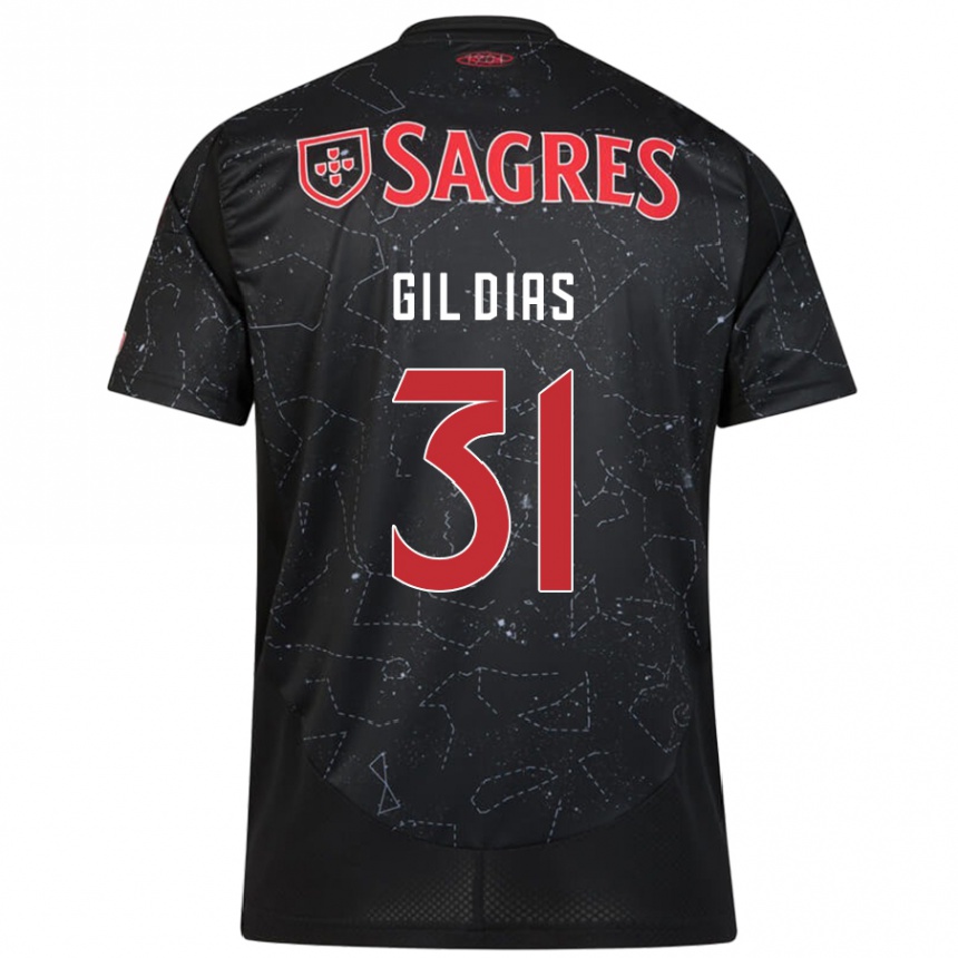 Men Football Gil Dias #31 Black Red Away Jersey 2024/25 T-Shirt Za