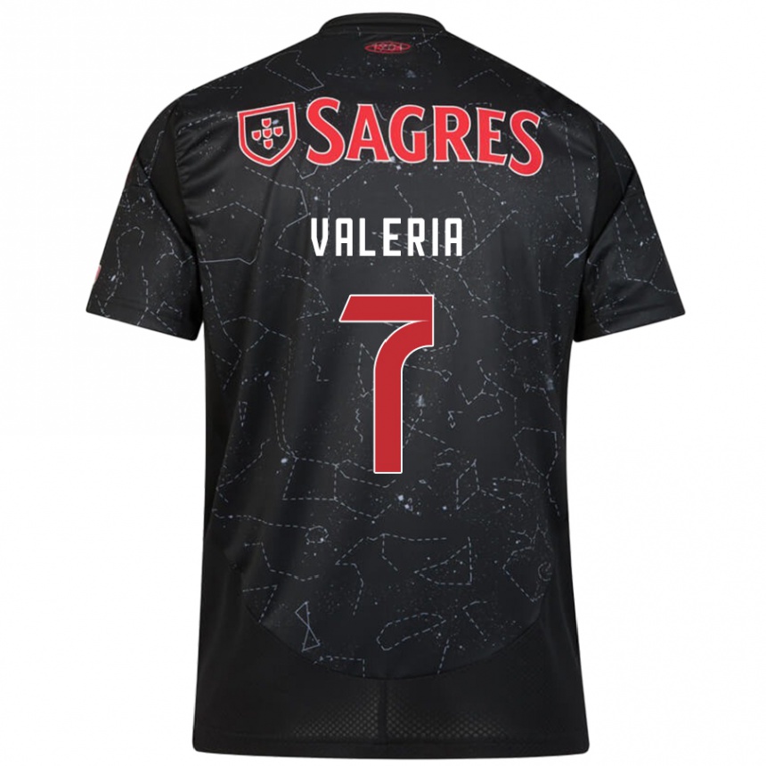 Men Football Valeria #7 Black Red Away Jersey 2024/25 T-Shirt Za