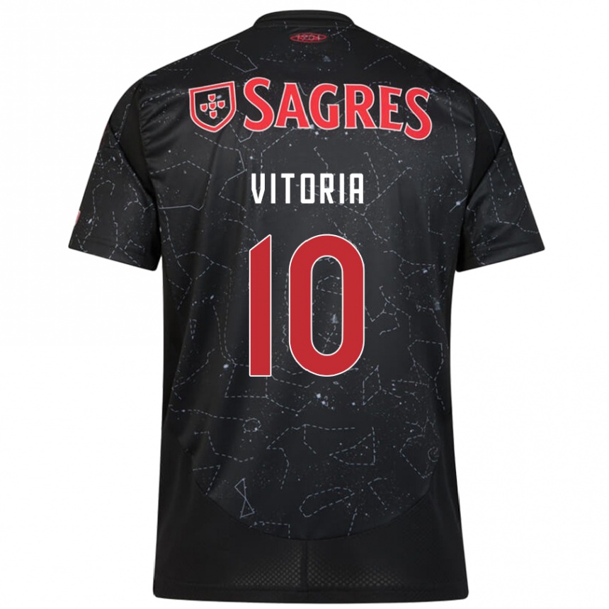 Men Football Ana Vitoria #10 Black Red Away Jersey 2024/25 T-Shirt Za