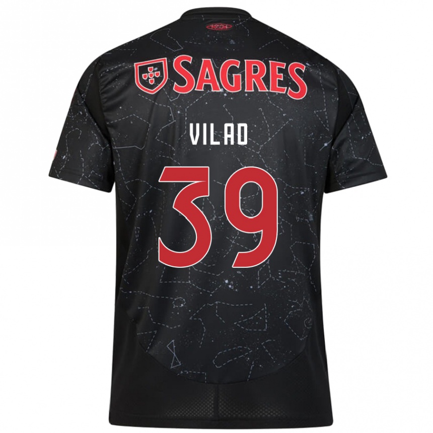 Men Football Carolina Vilao #39 Black Red Away Jersey 2024/25 T-Shirt Za