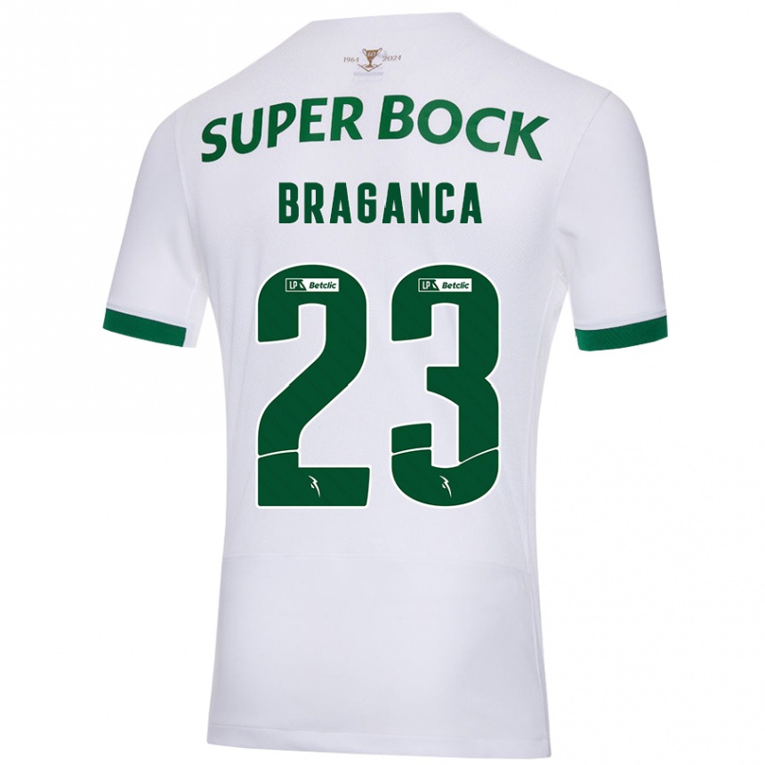 Men Football Daniel Bragança #23 White Green Away Jersey 2024/25 T-Shirt Za