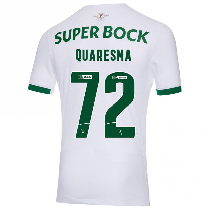 Men Football Eduardo Quaresma #72 White Green Away Jersey 2024/25 T-Shirt Za