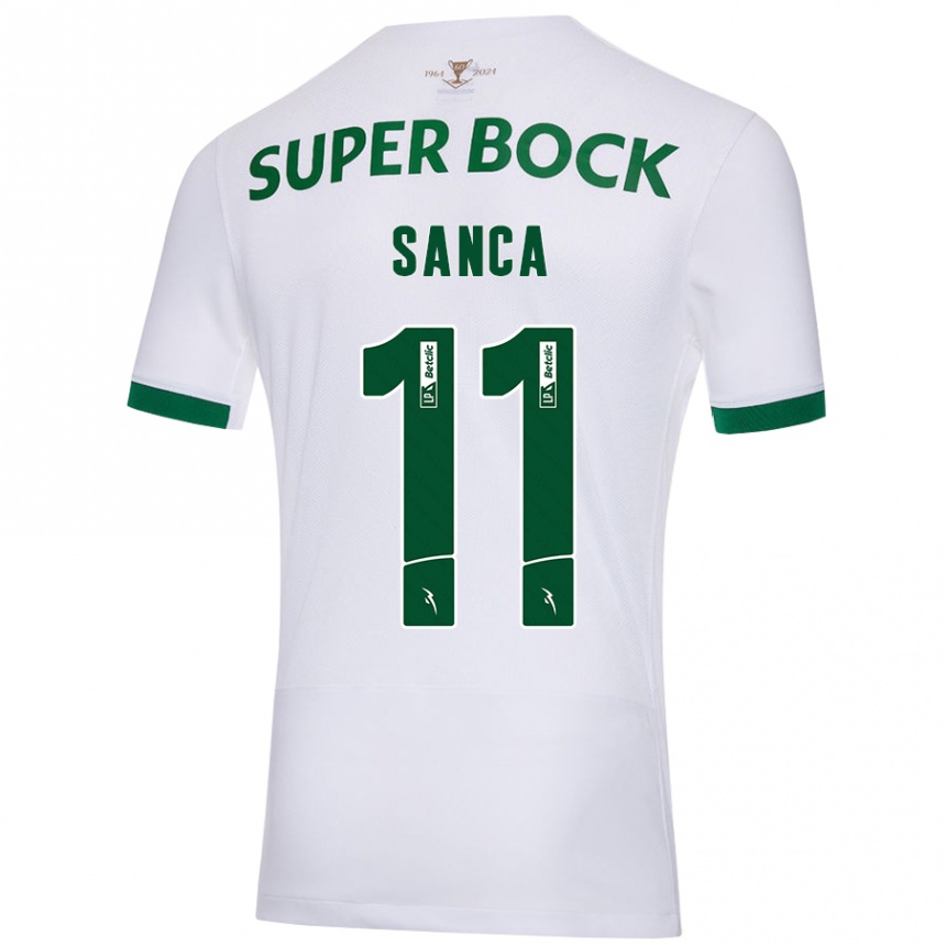 Men Football Pedro Sanca #11 White Green Away Jersey 2024/25 T-Shirt Za