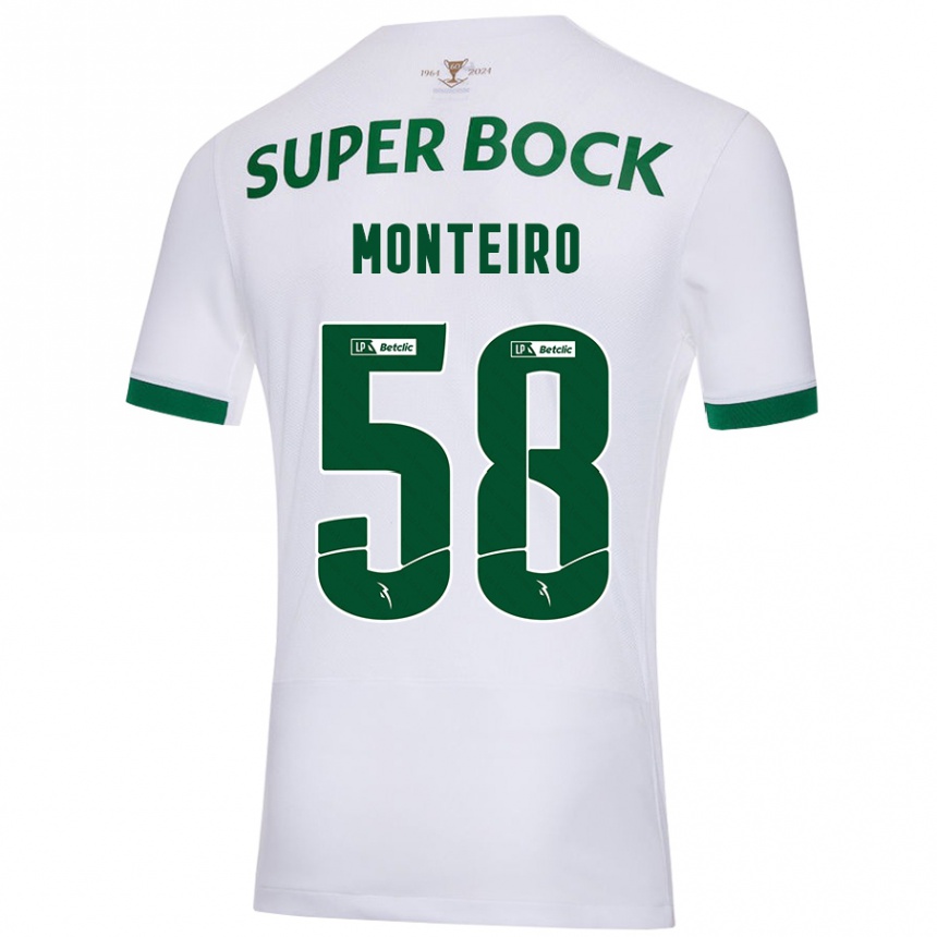 Men Football David Monteiro #58 White Green Away Jersey 2024/25 T-Shirt Za