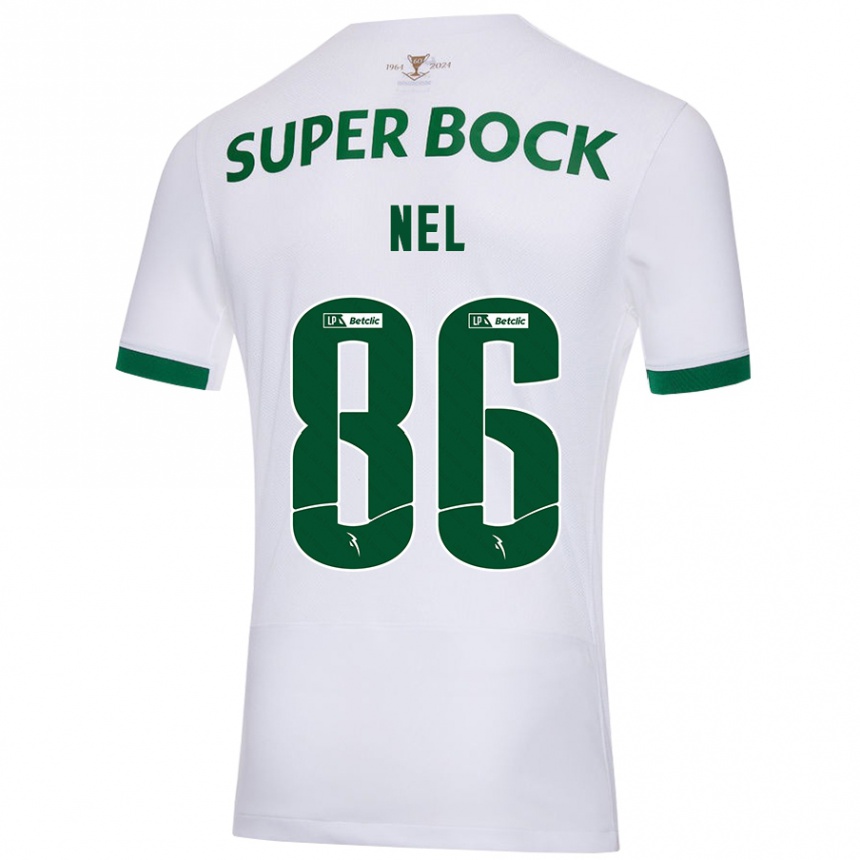 Men Football Rafael Nel #86 White Green Away Jersey 2024/25 T-Shirt Za