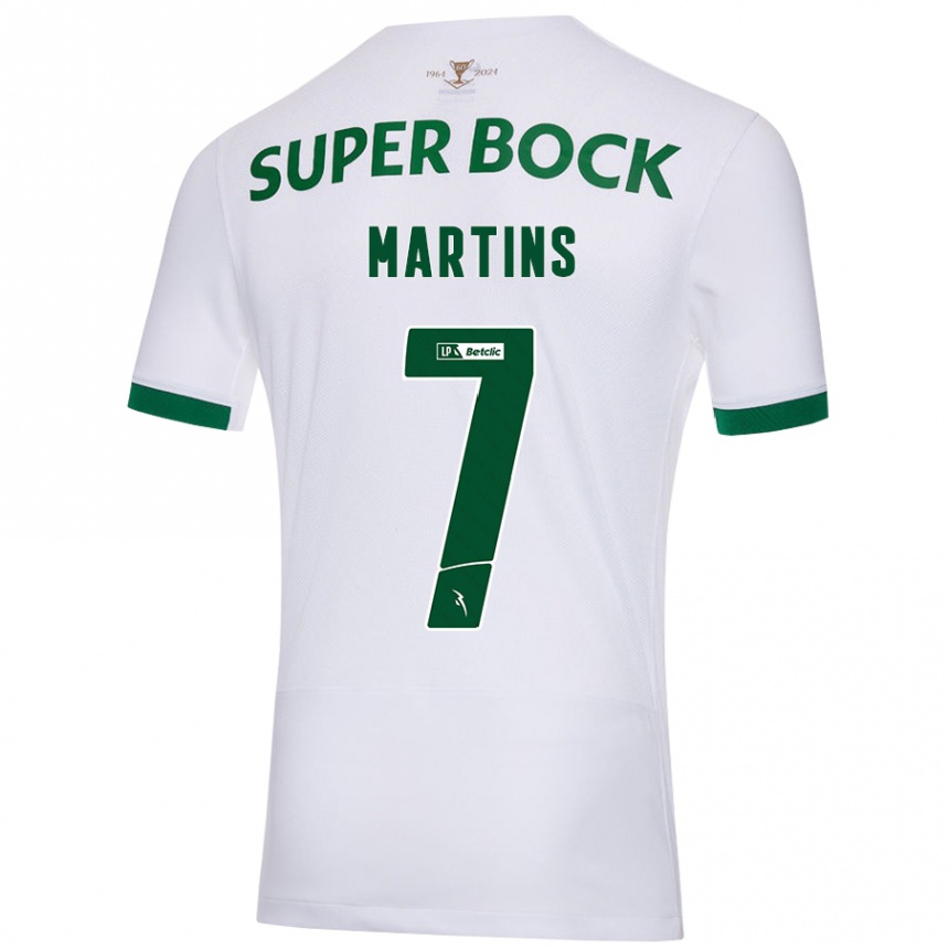 Men Football Joana David Carromeu Martins #7 White Green Away Jersey 2024/25 T-Shirt Za