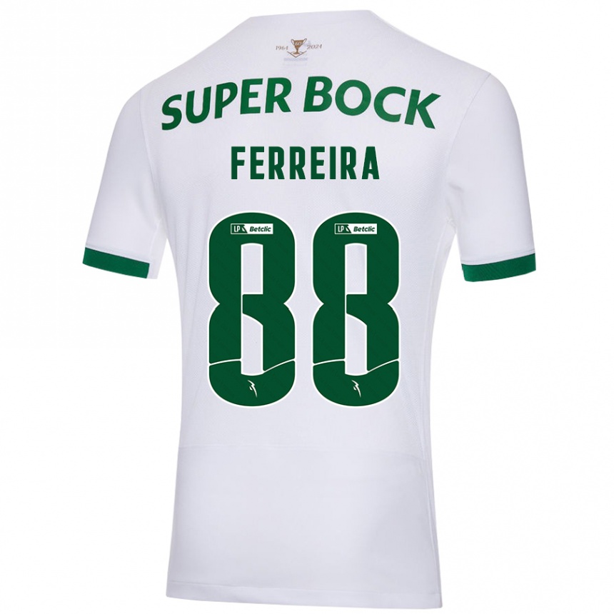 Men Football Tiago Ferreira #88 White Green Away Jersey 2024/25 T-Shirt Za