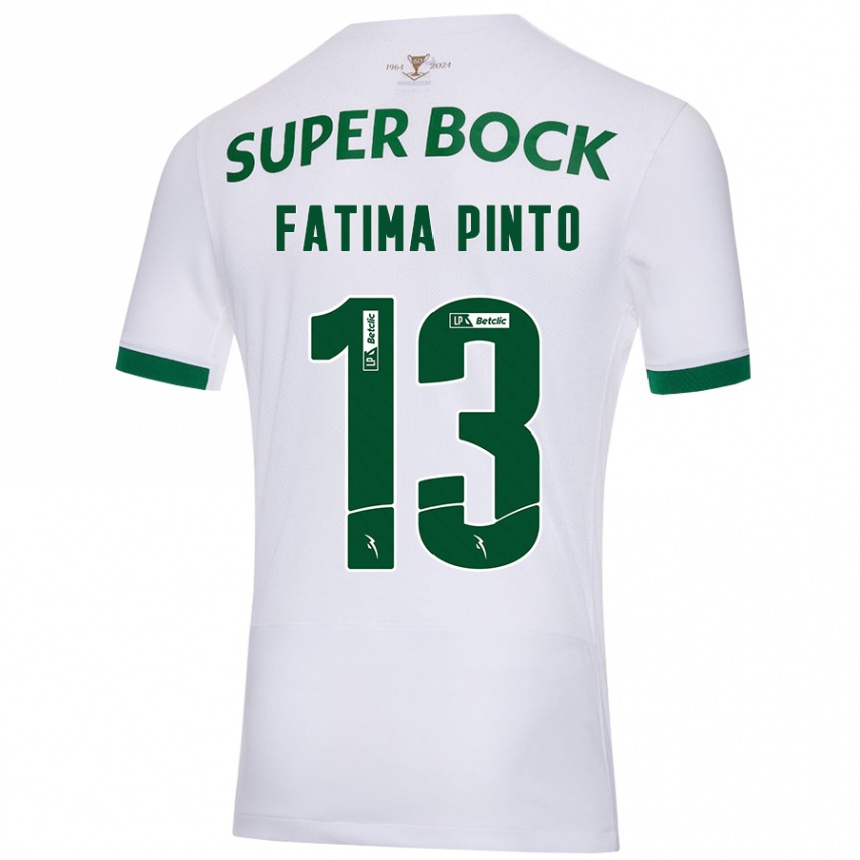 Men Football Fátima Alexandra Figueira Pinto #13 White Green Away Jersey 2024/25 T-Shirt Za