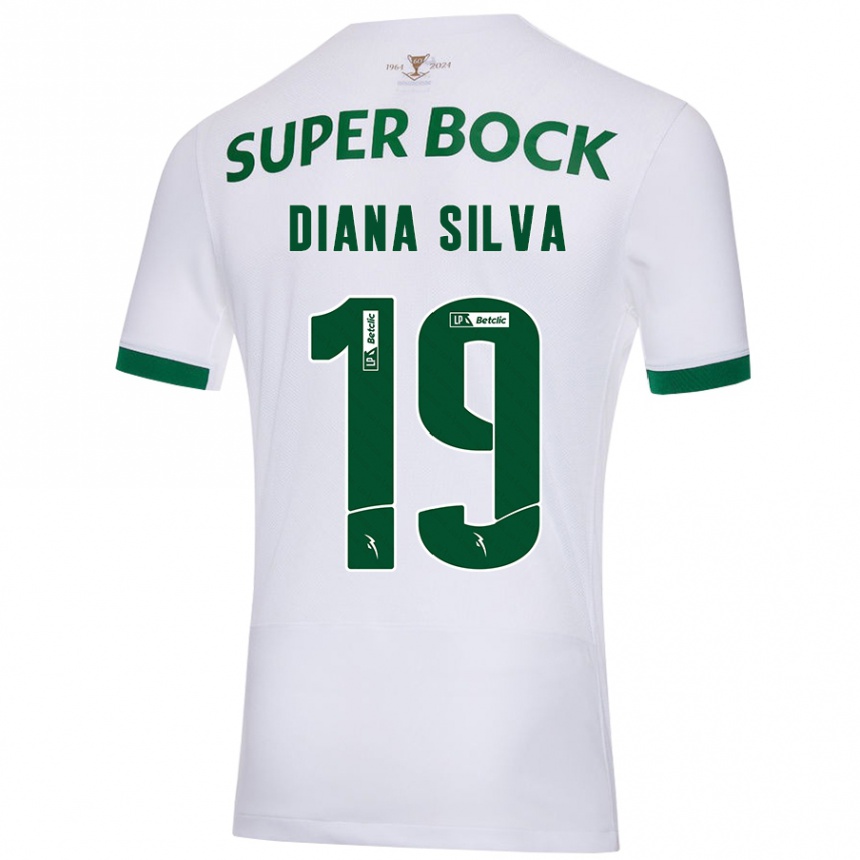 Men Football Diana Micaela Abreu De Sousa E Silva #19 White Green Away Jersey 2024/25 T-Shirt Za