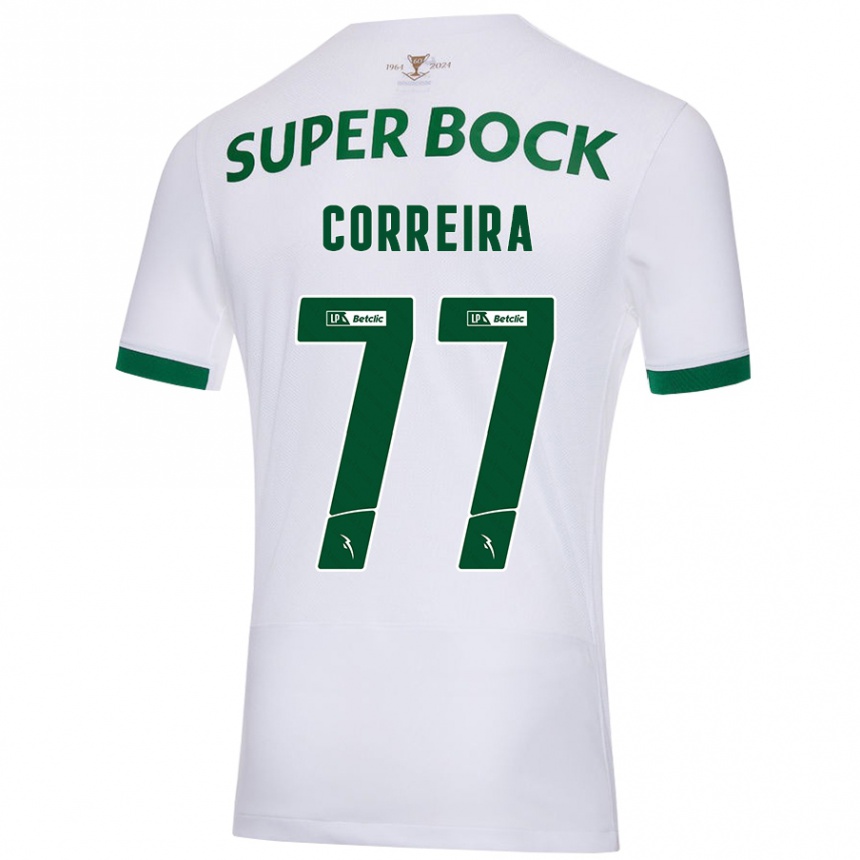 Men Football Alicia Figueiredo Lima Correia #77 White Green Away Jersey 2024/25 T-Shirt Za