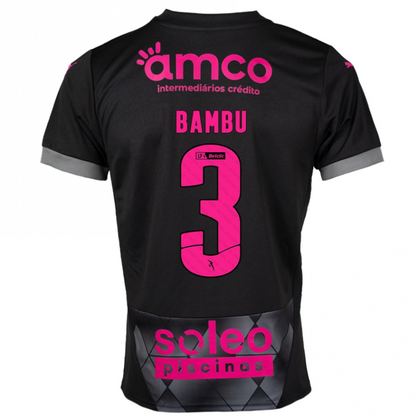 Men Football Robson Bambu #3 Black Pink Away Jersey 2024/25 T-Shirt Za