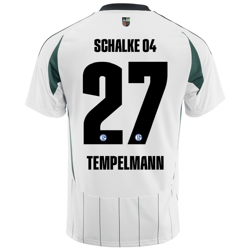 Men Football Lino Tempelmann #27 White Green Away Jersey 2024/25 T-Shirt Za