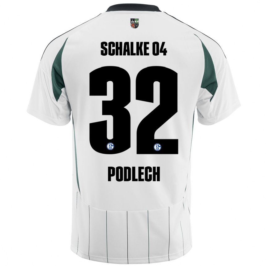 Men Football Luca Podlech #32 White Green Away Jersey 2024/25 T-Shirt Za