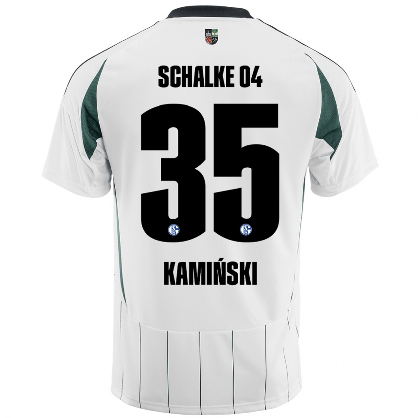 Men Football Marcin Kaminski #35 White Green Away Jersey 2024/25 T-Shirt Za